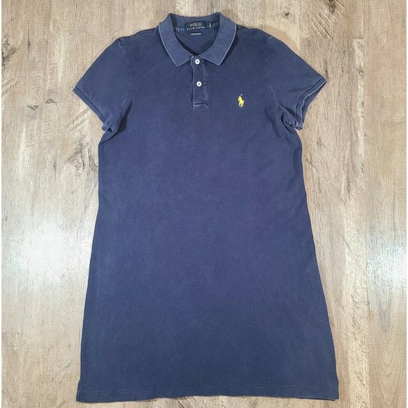 Polo Ralph Lauren Dresses & Skirts - Polo Ralph Lauren Womens The Mesh Mini Dress Navy Blue Large Short Sleeve Cotton
